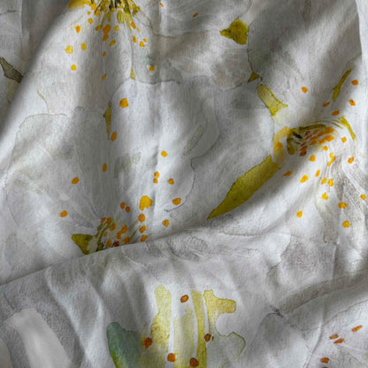 White Blossom Silk Scarf